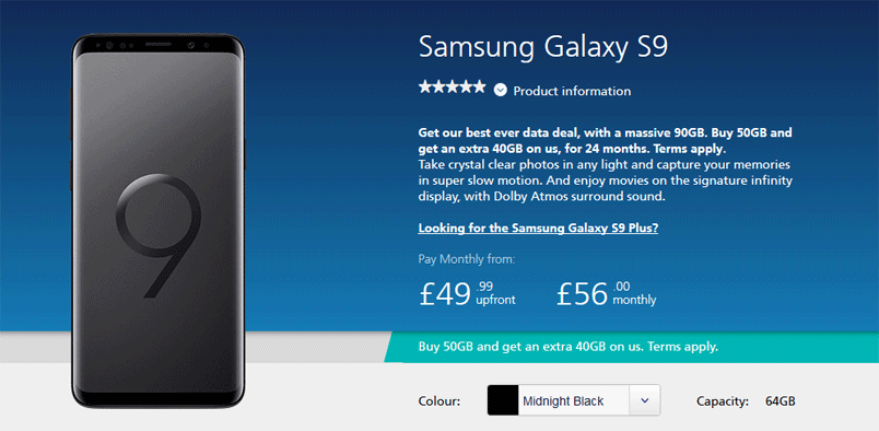 galaxy s9 uk pricing